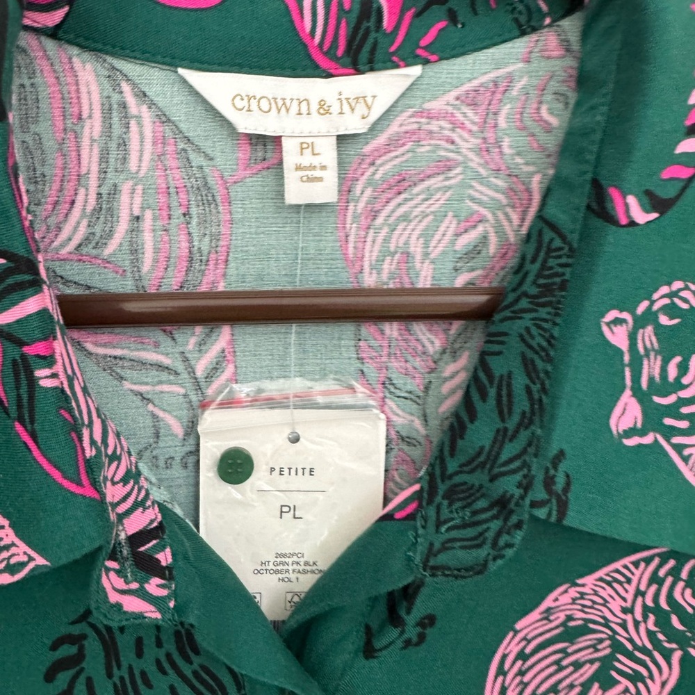 NWT Crown & Ivy Teal and Pink Animal Print Midi Dress - Picture 7 of 13